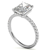 Radiant Cut Hidden Halo Moissanite Diamond Bridal Ring Set