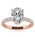 Hidden Halo Oval Cut Moissanite Wedding Ring Set