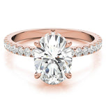 Hidden Halo Oval Cut Moissanite Wedding Ring Set