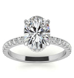 Hidden Halo Oval Cut Moissanite Wedding Ring Set