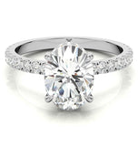 Hidden Halo Oval Cut Moissanite Wedding Ring Set