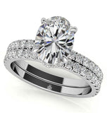 Hidden Halo Oval Cut Moissanite Wedding Ring Set