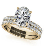 Hidden Halo Oval Cut Moissanite Wedding Ring Set