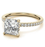 VVS1 Moissanite Princess Cut Hidden Accent Ring Set