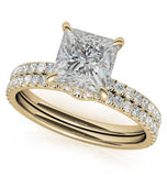 VVS1 Moissanite Princess Cut Hidden Accent Ring Set