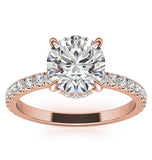 Hidden Halo Round Cut Moissanite Wedding Ring Set