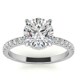 Hidden Halo Round Cut Moissanite Wedding Ring Set