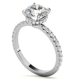 Hidden Halo Round Cut Moissanite Wedding Ring Set