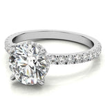 Hidden Halo Round Cut Moissanite Wedding Ring Set