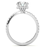 Hidden Halo Round Cut Moissanite Wedding Ring Set