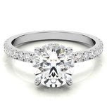 Hidden Halo Round Cut Moissanite Wedding Ring Set