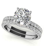 Hidden Halo Round Cut Moissanite Wedding Ring Set