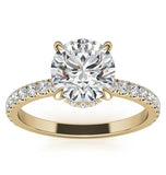 Hidden Halo Round Cut Moissanite Wedding Ring Set