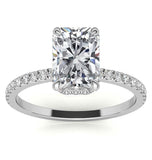 Moissanite Radiant Cut Hidden Halo Bridal Ring Set