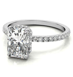 Moissanite Radiant Cut Hidden Halo Bridal Ring Set