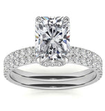 Moissanite Radiant Cut Hidden Halo Bridal Ring Set