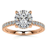 Round Cut Moissanite Hidden Halo Bridal Ring Set