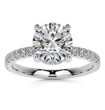 Round Cut Moissanite Hidden Halo Bridal Ring Set