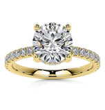 Round Cut Moissanite Hidden Halo Bridal Ring Set