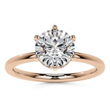 Hidden Halo Round Cut Moissanite Six Prong Bridal Ring Set