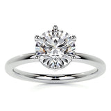 Hidden Halo Round Cut Moissanite Six Prong Bridal Ring Set