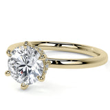 Hidden Halo Round Cut Moissanite Six Prong Bridal Ring Set