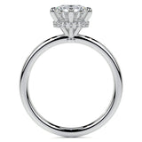 Hidden Halo Round Cut Moissanite Six Prong Bridal Ring Set