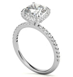 Cushion Cut Moissanite Hidden Halo Bridal Ring Set