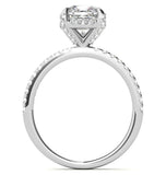 Cushion Cut Moissanite Hidden Halo Bridal Ring Set