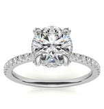 Round Cut Moissanite Hidden Halo Bridal Ring Set