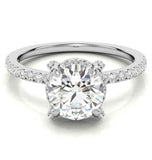 Round Cut Moissanite Hidden Halo Bridal Ring Set