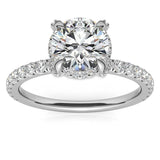 Round Cut Hidden Halo Moissanite Wedding Ring Set