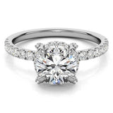 Round Cut Hidden Halo Moissanite Wedding Ring Set