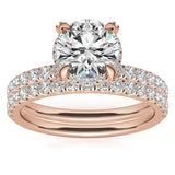 Round Cut Hidden Halo Moissanite Wedding Ring Set