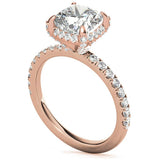 Moissanite Diamond Cushion Cut Hidden Halo Ring Set