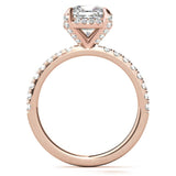 Moissanite Diamond Cushion Cut Hidden Halo Ring Set