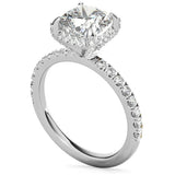 Moissanite Diamond Cushion Cut Hidden Halo Ring Set