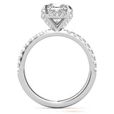 Moissanite Diamond Cushion Cut Hidden Halo Ring Set