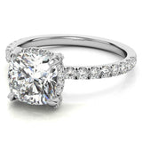 Moissanite Diamond Cushion Cut Hidden Halo Ring Set