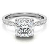 Moissanite Diamond Cushion Cut Hidden Halo Ring Set