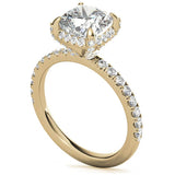 Moissanite Diamond Cushion Cut Hidden Halo Ring Set