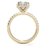 Moissanite Diamond Cushion Cut Hidden Halo Ring Set