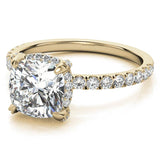 Moissanite Diamond Cushion Cut Hidden Halo Ring Set