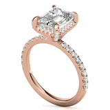 Radiant Cut Claw Prong Moissanite Hidden Halo Ring Set