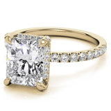 Radiant Cut Claw Prong Moissanite Hidden Halo Ring Set