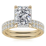 Radiant Cut Claw Prong Moissanite Hidden Halo Ring Set