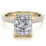 Radiant Cut Claw Prong Moissanite Hidden Halo Ring Set