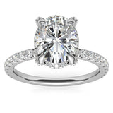 Moissanite Oval Cut Hidden Halo Bridal Ring Set