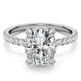 Moissanite Oval Cut Hidden Halo Bridal Ring Set