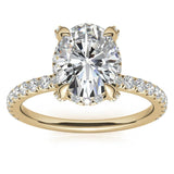 Moissanite Oval Cut Hidden Halo Bridal Ring Set